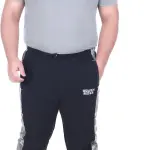 Black Lycra Blend Solid Track Pant For Men