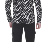 Black Lycra Blend Printed Track Suit for Men