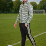 Green Polyester Blend Zip Printed Track Suit for Men