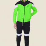 Green Lycra Blend Regular Track Suit for Men