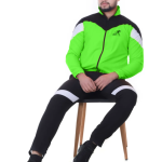 Green Lycra Blend Regular Track Suit for Men