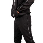 Black Polyester Blend Regular Track Suit For Men