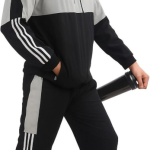 Silver Polyester Lycra Blend Zip Solid Track Suit For Men