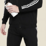 “Black Polyester Blend Regular Track Suit For Men”