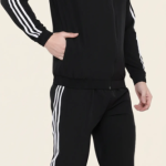 Grey Polyester Lycra Blend Zip Solid Tracksuit for Men