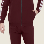 Grey Polyester Lycra Blend Zip Solid Tracksuit for Men