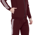 Grey Polyester Lycra Blend Zip Solid Tracksuit for Men