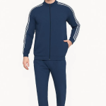 Grey Polyester Lycra Blend Zip Solid Tracksuit for Men