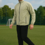 Yellow Polyester Lycra Blend Fleece Zip Solid Tracksuit for Men