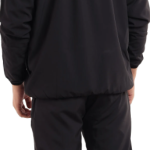 Black Polyester Lycra Blend Zip Solid Tracksuit for Men