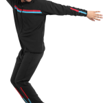 Black Polyester Lycra Blend Zip Solid Tracksuit for Men