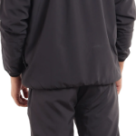 Black Polyester Lycra Blend Zip Solid Tracksuit for Men