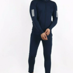Blue Lycra Blend Polyester Full Zip Solid Track Suit For Men