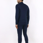 Blue Lycra Blend Polyester Full Zip Solid Track Suit For Men