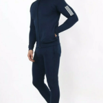 Blue Lycra Blend Polyester Full Zip Solid Track Suit For Men