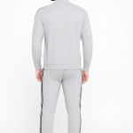 Blue Polyester Lycra Blend Zip Solid Track Suit For Men