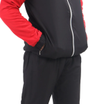 Black Polyester Lycra Blend Zip Solid Track Suit For Men