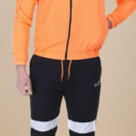 Green Lycra Blend Regular Track Suit for Men