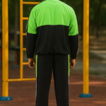 Green Lycra Blend Polyester Zip Solid Track Suit For Men