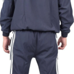 Blue Polyester Blend Full Zip Striped Solid Track Suit For Men