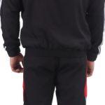 Red Polyester Lycra Blend Zip Colorblock Track Suit For Men