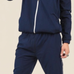 Dark Blue Polyester Blend Regular Track Suit For Men