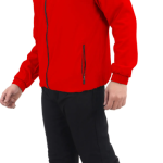Red Lycra Blend Polyester Zip Solid Track Suit For Men