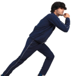 Blue Polyester Blend Full Zip Solid Track Suit For Men