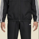 Black Polyester Blend Regular Track Suit For Men