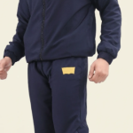 Blue Polyester Lycra Blend Zip Solid Track Suit For Men