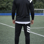 Black Lycra Blend Polyester Blend Regular Track Suit For Men