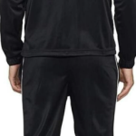 Black Polyester Blend Solid Track Suit For Men