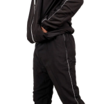 Black Polyester Blend Solid Track Suit For Men