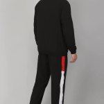 Black Lycra Blend Regular Track Suit For Men