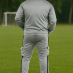 Silver Lycra Blend Polyester Blend Zip Solid Track Suit For Men