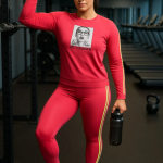 Pink Lycra Blend Polyester No Graphic Print Track Suit For Women