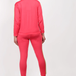Pink Lycra Blend Polyester No Graphic Print Track Suit For Women