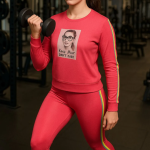 Pink Lycra Blend Polyester No Graphic Print Track Suit For Women