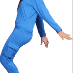 Blue Lycra Blend Solid Track Suit For Women