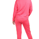Pink Lycra Blend Polyester No Printed Track Suit For Women