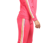Pink Lycra Blend Polyester No Printed Track Suit For Women
