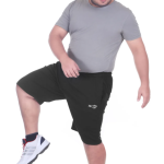 Black Lycra Blend Elasticated Solid Shorts For Men