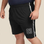 Black Lycra Blend Polyester Elasticated Solid Shorts For Men