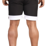 Black Lycra Blend Polyester Elasticated Solid Shorts For Men