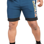 Blue Lycra Blend Polyester Elasticated Solid Shorts For Men