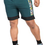 Green Lycra Blend Polyester Solid Shorts For Men