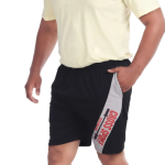 Black Lycra Blend Polyester Elasticated Solid Shorts For Men