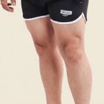 Black Lycra Blend Polyester Elasticated Solid Shorts For Men