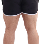 Black Lycra Blend Polyester Elasticated Solid Shorts For Men