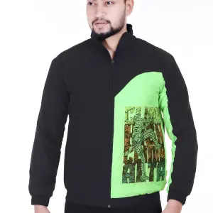 Light Green Lycra Blend Polyester Zipper Solid Full Sleeve Sports Jacket For Men